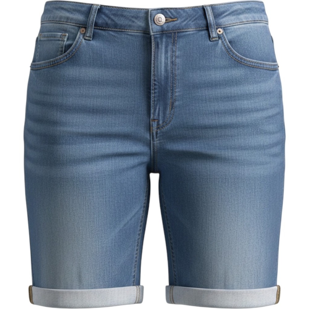 Sonoma Bermuda Shorts Women 20W Blue Cuffed Stretch Denim Medium Wash Used